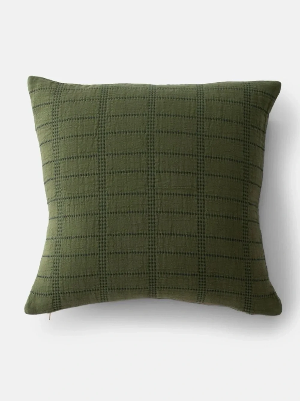 NEW Schoolhouse Grid Stitch Euro Pillow Cover Alder Green